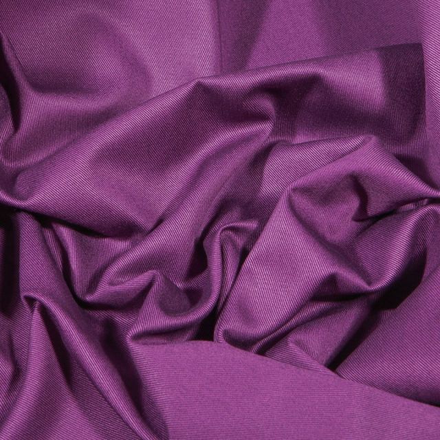 Tissu Coton Sergé uni Violet - Par 10 cm