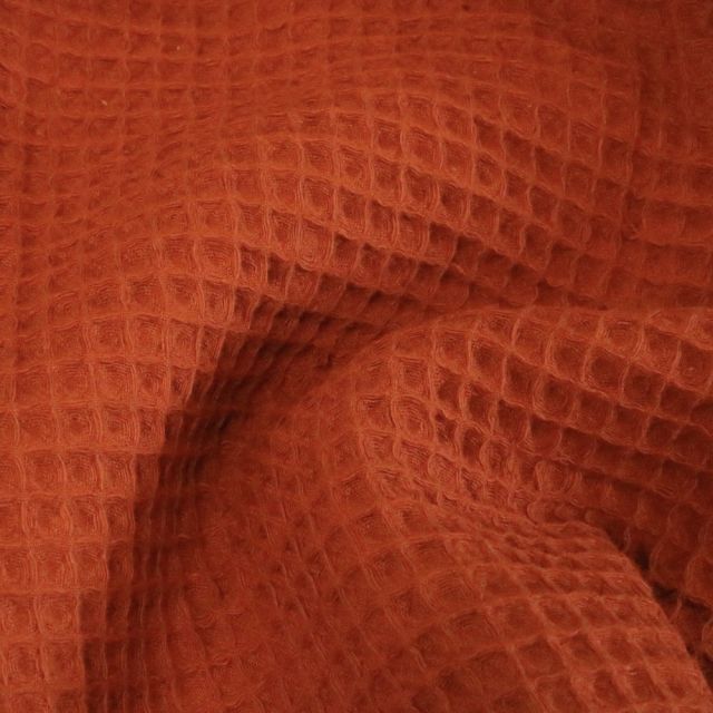 Tissu Nid d'abeille  Brique - Par 10 cm