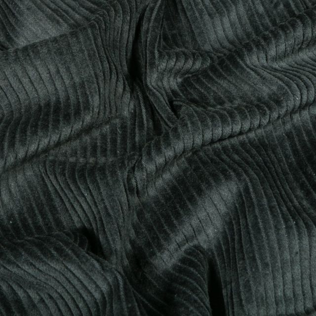 Tissu Velours côtelé uni Vert foncé - Par 10 cm