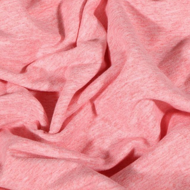 Tissu Sweat léger uni chiné Rose bébé - Par 10 cm