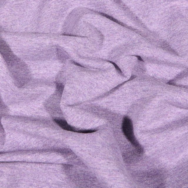 Tissu Sweat léger uni chiné Lilas - Par 10 cm