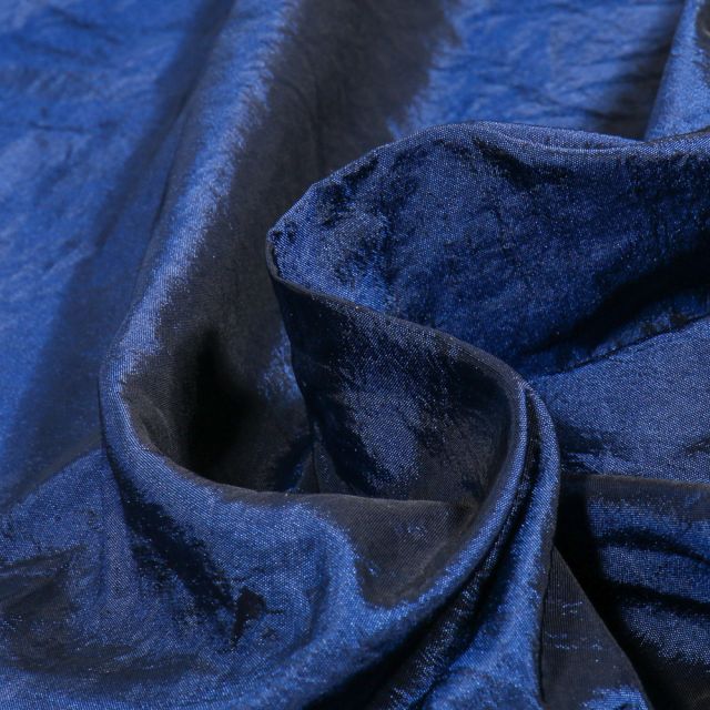 Tissu Taffetas d'habillement Froissé Bleu marine