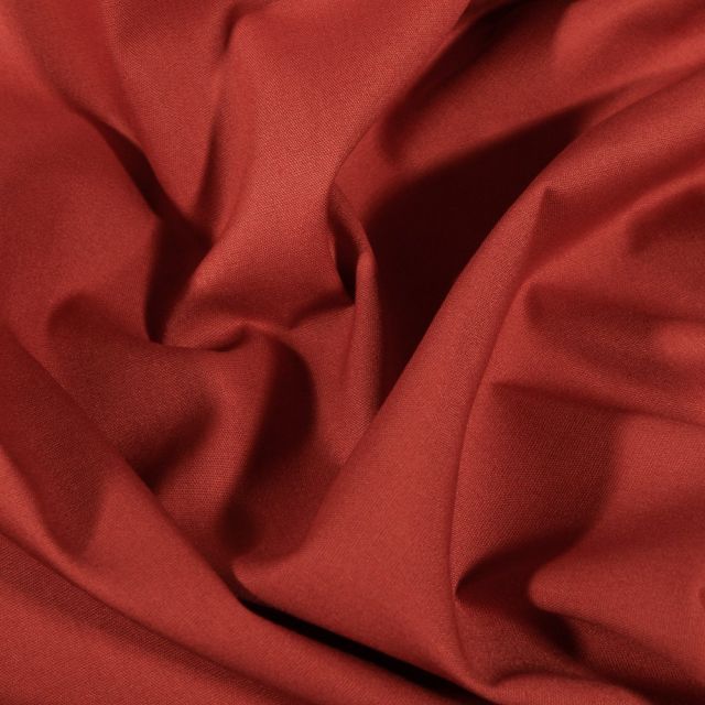 Tissu Popeline de coton Uni Terre de Sienne - Par 10 cm