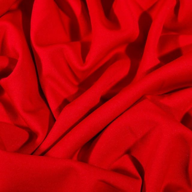 Tissu Crêpe Scuba extensible uni Rouge foncé - Par 10 cm