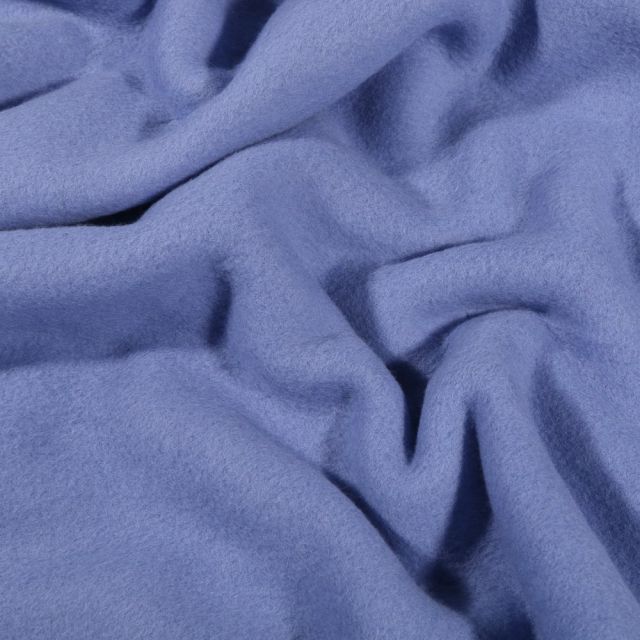 Tissu Polaire Coton uni  Bleu indigo - Par 10 cm