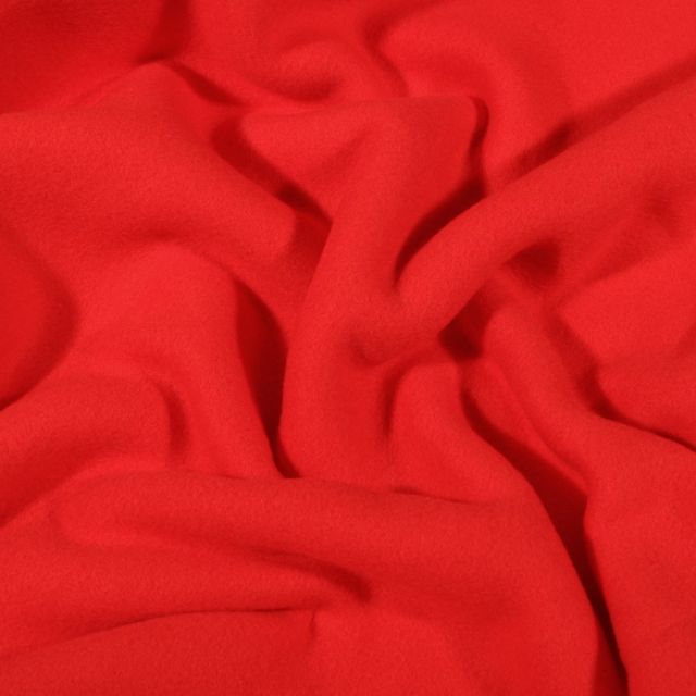 Tissu Polaire Coton uni  Rouge - Par 10 cm