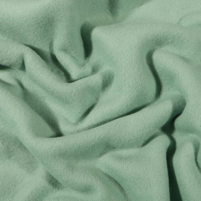Tissu Polaire Coton uni  Vert d'eau - Par 10 cm