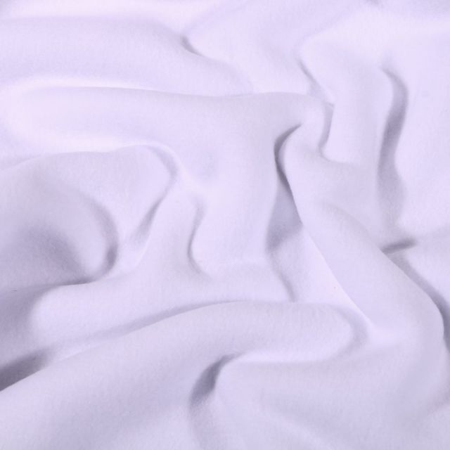 Tissu Polaire Coton uni  Blanc - Par 10 cm