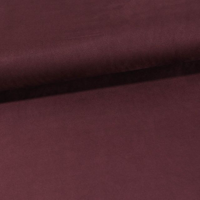 Tissu Suédine Elasthanne aspect Daim uni Bordeaux - Par 10 cm