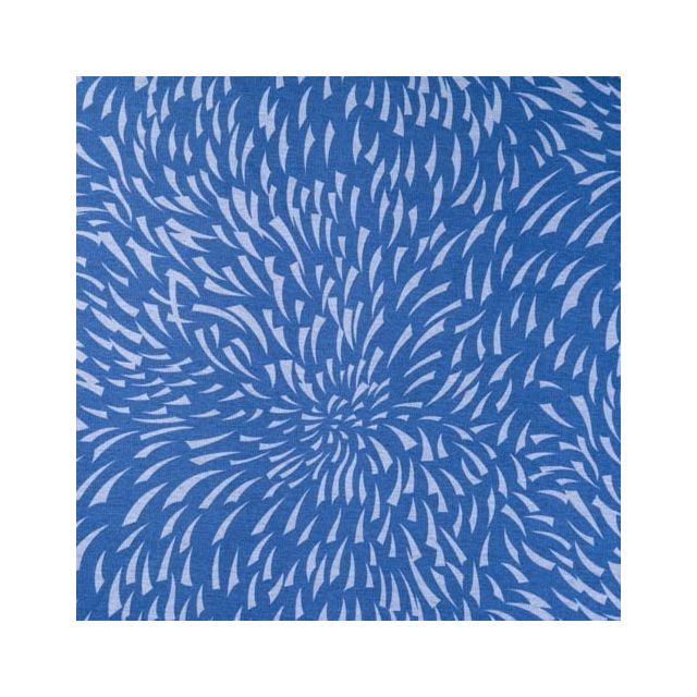 Tissu Sweat envers minky Pétales de fleurs stylisées Bleu clair sur fond Bleu Outremer - Par 10 cm
