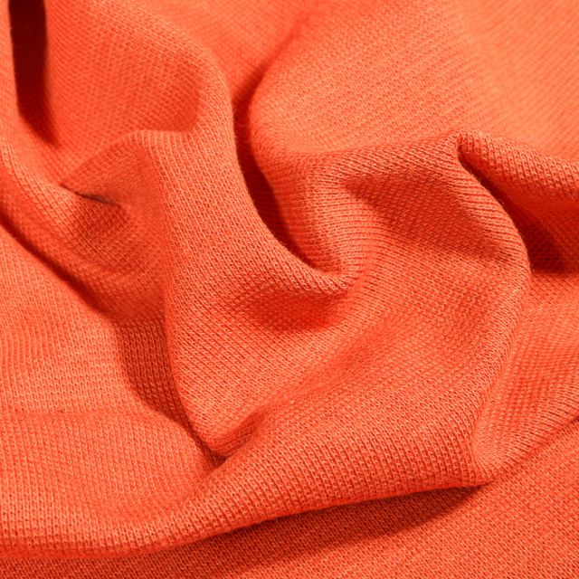 Tissu Bord côte uni Bio Orange