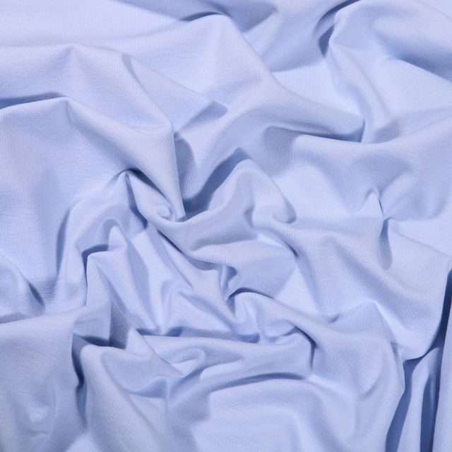 Tissu Jersey Coton Bio uni Bleu layette - Par 10 cm