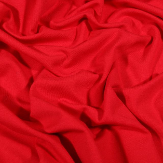 Tissu Jersey Coton Bio uni Rouge - Par 10 cm
