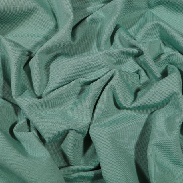 Tissu Jersey Coton Bio uni Vert d'eau - Par 10 cm