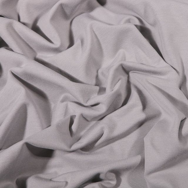 Tissu Jersey Coton Bio uni Gris clair - Par 10 cm