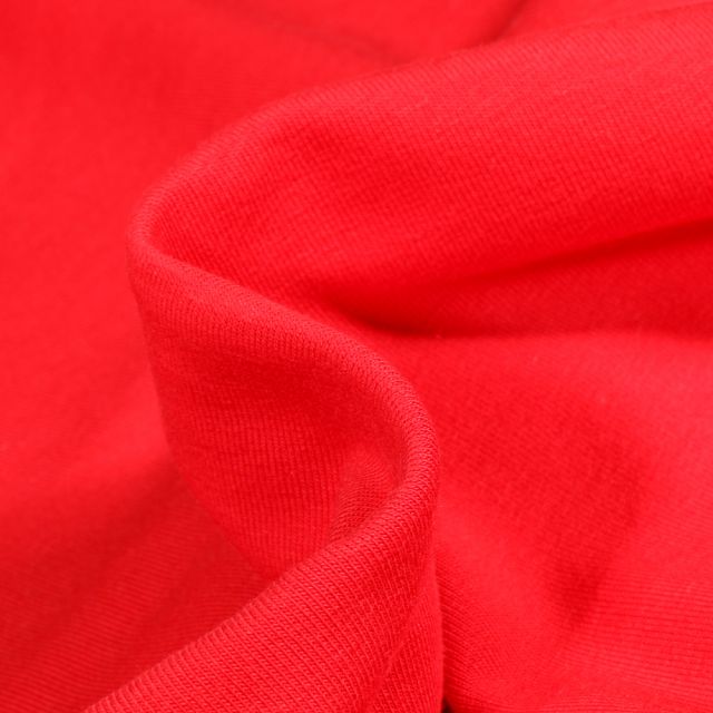 Tissu Jersey coton Bio Uni envers bouclettes Rouge