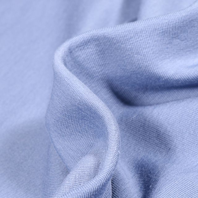 Tissu Jersey coton Bio Uni envers bouclettes Bleu