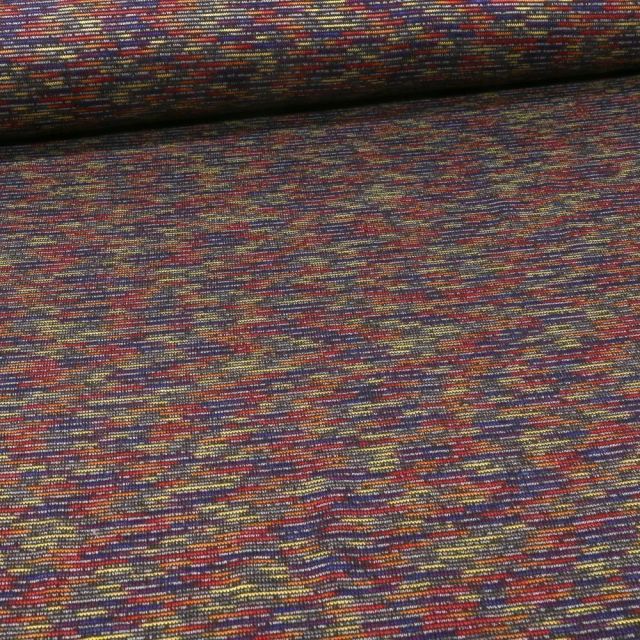 Tissu Maille chiné Strie sur fond Multicolore - Par 10 cm
