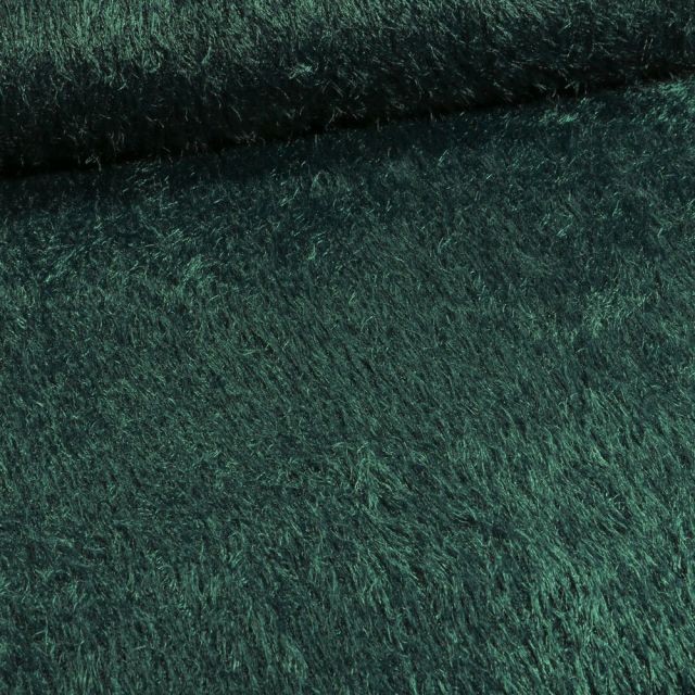 Tissu Fausse fourrure long poils Gloria Vert canard - Par 10 cm