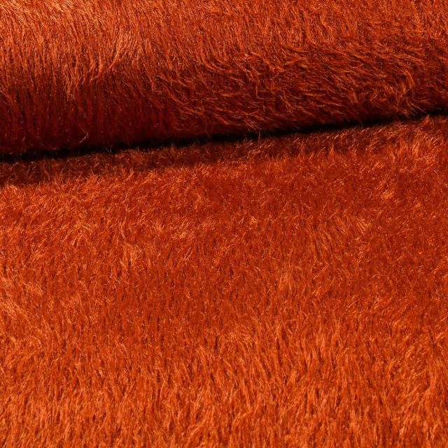 Tissu Fausse fourrure long poils Gloria Brique - Par 10 cm