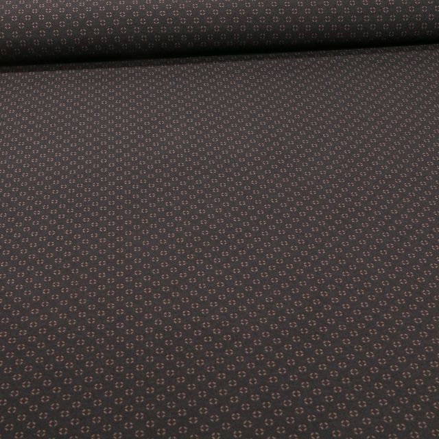 Tissu Bengaline Mini losanges taupes sur fond Noir - Par 10 cm