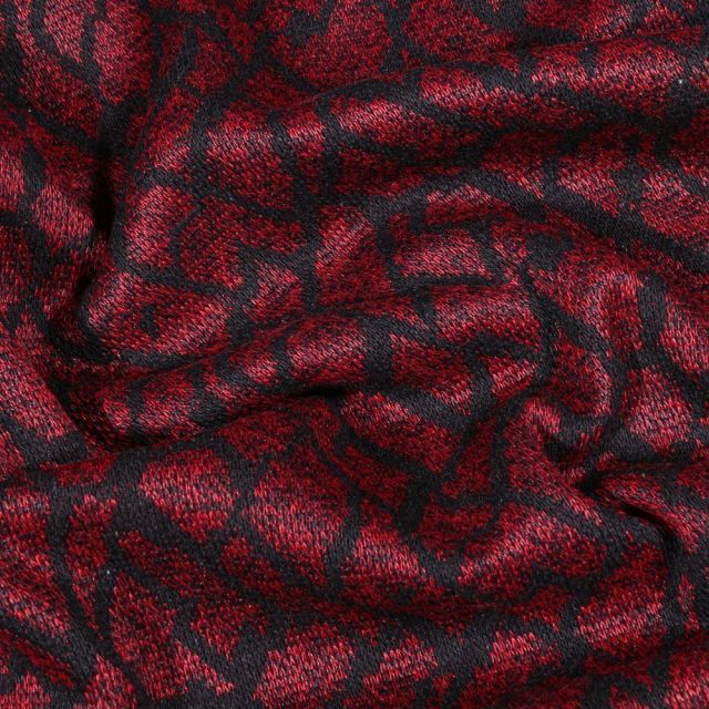 Tissu Maille  Formes abstraites sur fond Rouge - Par 10 cm