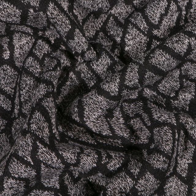 Tissu Maille  Formes abstraites sur fond Noir - Par 10 cm