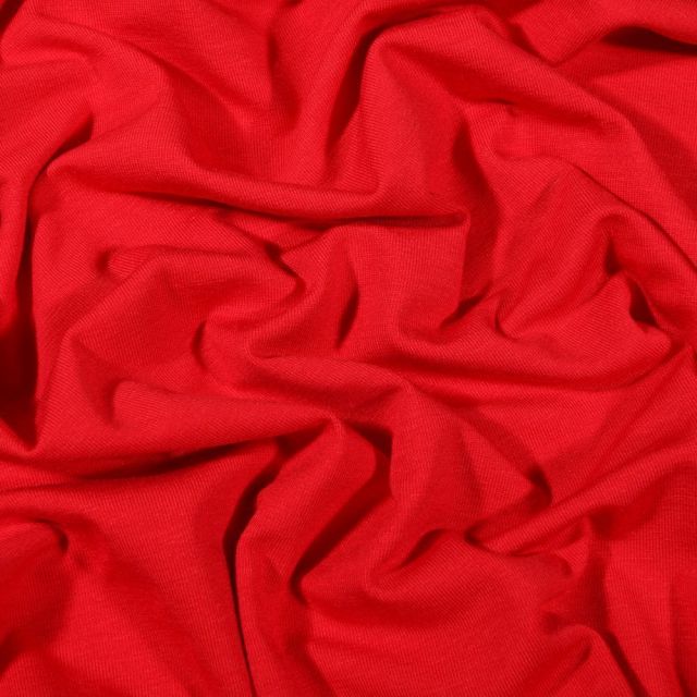 Tissu Jersey Bambou uni Rouge - Par 10 cm