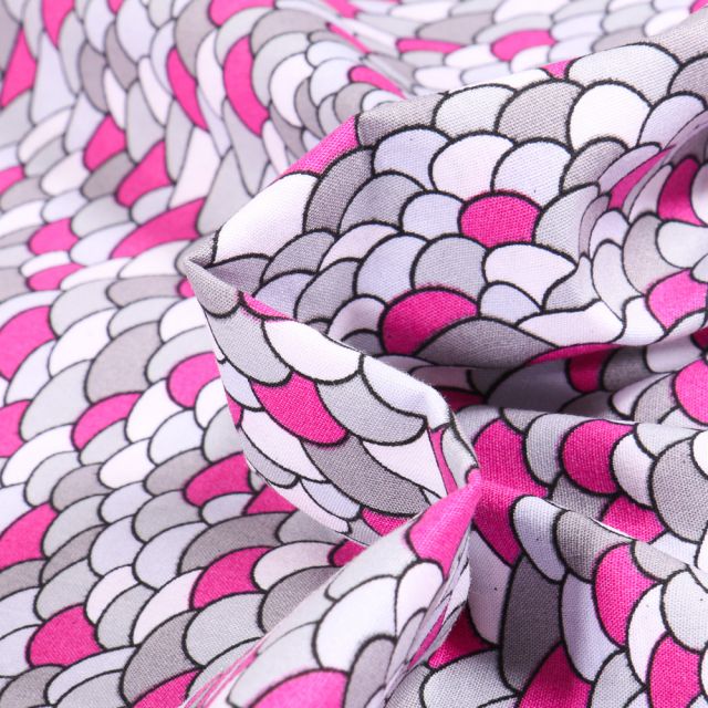 Tissu Coton imprimé LittleBird Ecailles colorées sur fond Gris