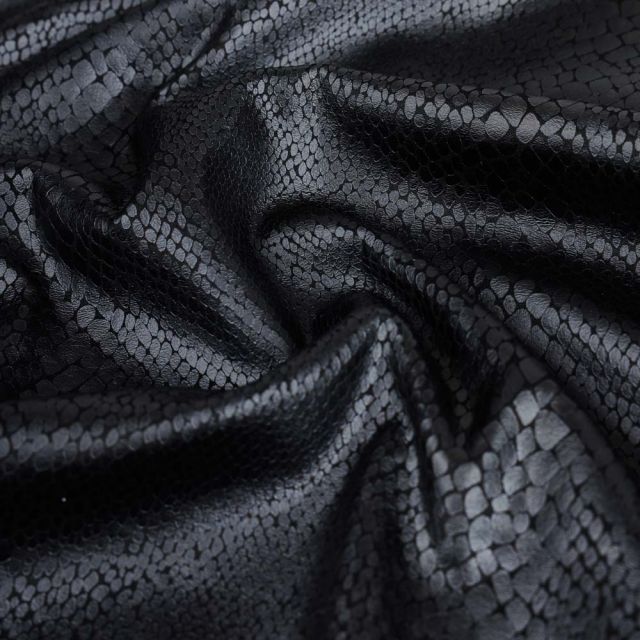 Tissu Suédine extensible Reptiles sur fond Noir
