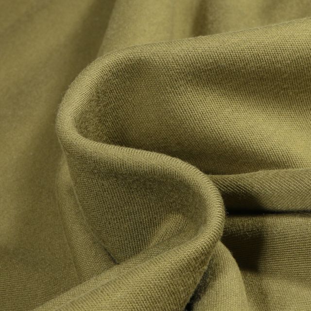 Tissu Jersey uni 100% Coton Vert kaki