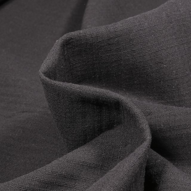 Tissu Gaze de coton uni Noir