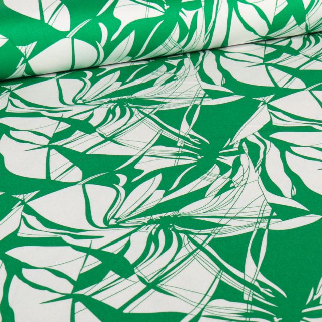 Tissu Coton Satiné extensible Soraya sur fond Vert