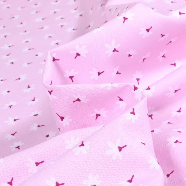 Tissu Coton imprimé LittleBird Mini flora sur fond Rose pâle