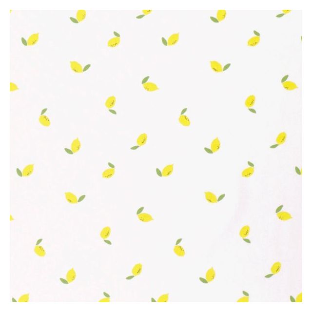 Tissu Coton imprimé Citrons jaunes Tia sur fond Blanc