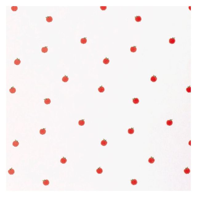 Tissu Coton imprimé Pommes rouges sur fond Blanc