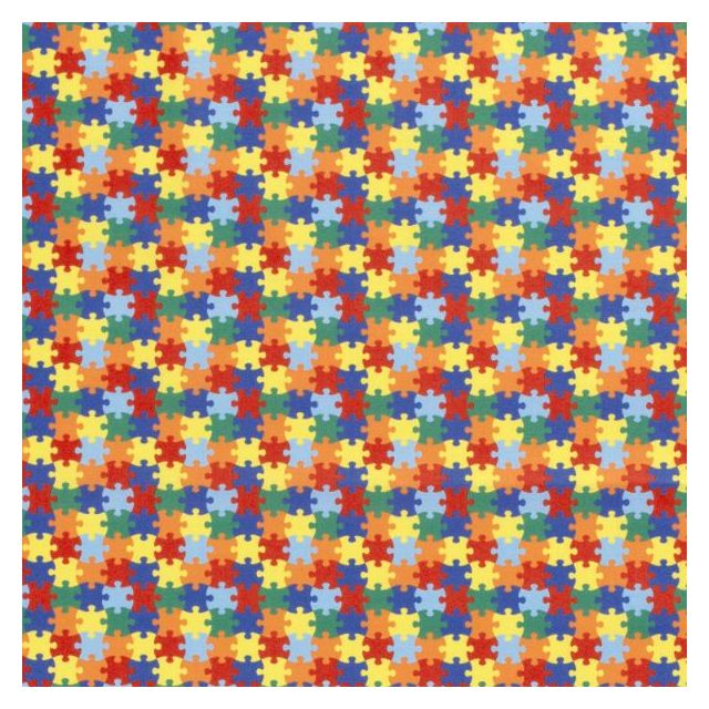 Tissu Coton imprimé Puzzle sur fond Multicolore