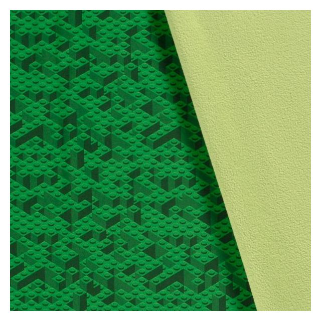Tissu Softshell Digital Lego sur fond Vert