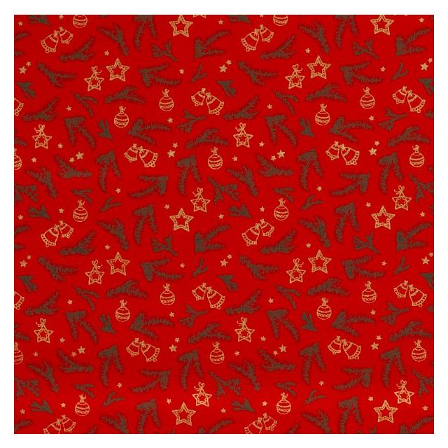 Tissu Coton imprimé Noël Rouge