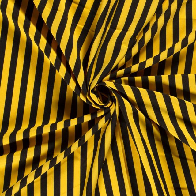 Tissu Burlington Rayures jaunes sur fond Noir