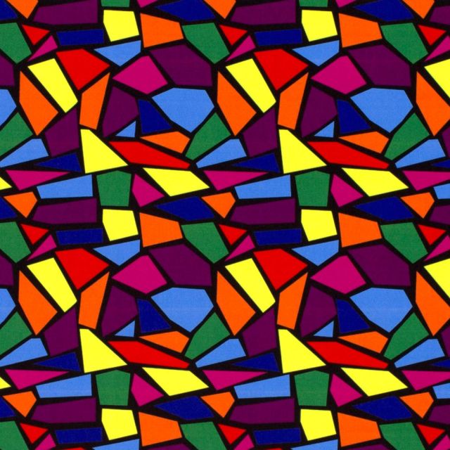 Tissu Jersey Polyester Mosaic noir sur fond Multicolore
