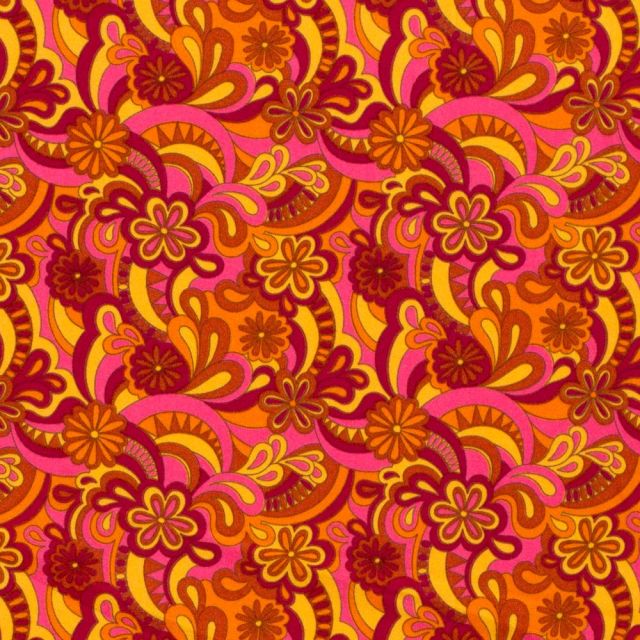 Tissu Burlington Fleurs sur fond Orange