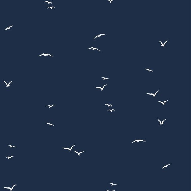 Tissu Popeline de Coton Oiseau Lolo sur fond Bleu marine