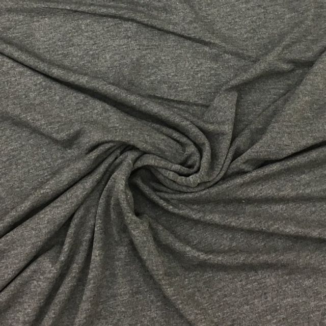 Tissu Jersey Viscose Gris chiné anthracite - Par 10 cm