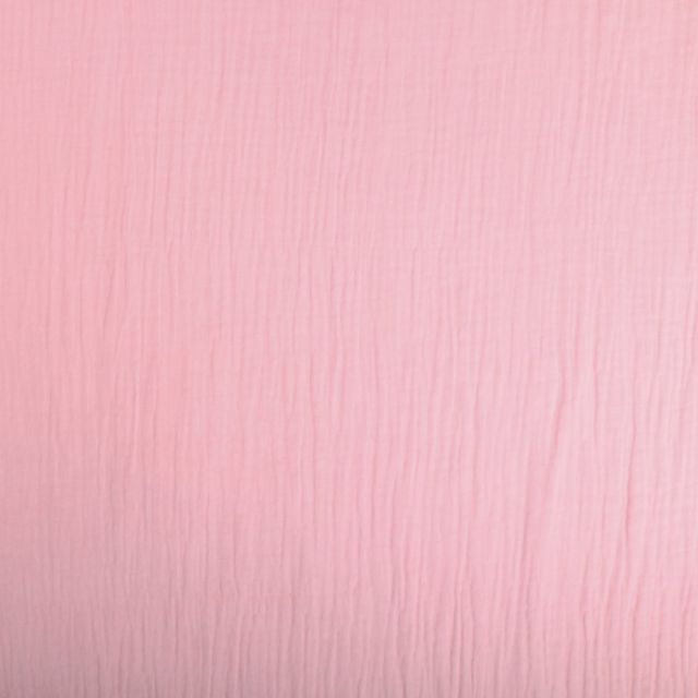 Tissu Double gaze de coton uni Rose bébé - Par 10 cm