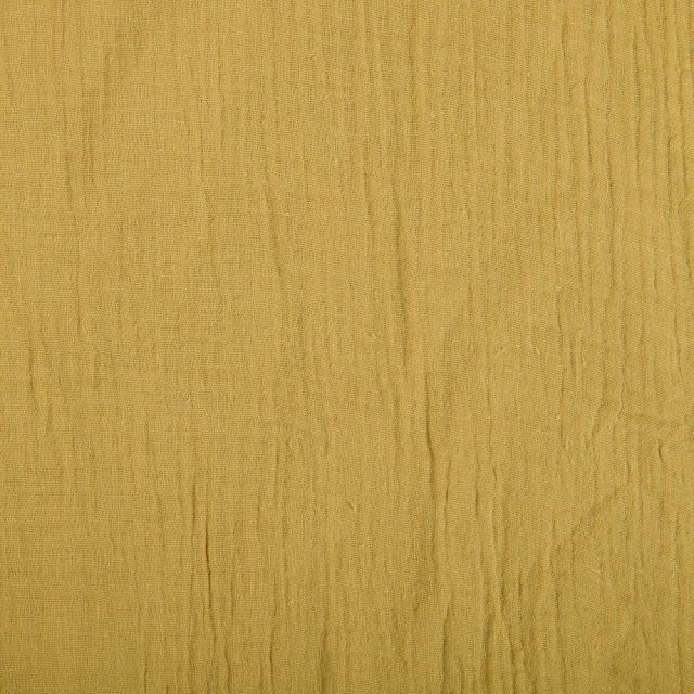 Tissu Double gaze de coton uni Jaune Ocre - Par 10 cm