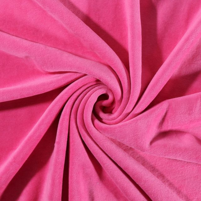 Tissu Jersey Velours tout doux Rose bonbon x10cm