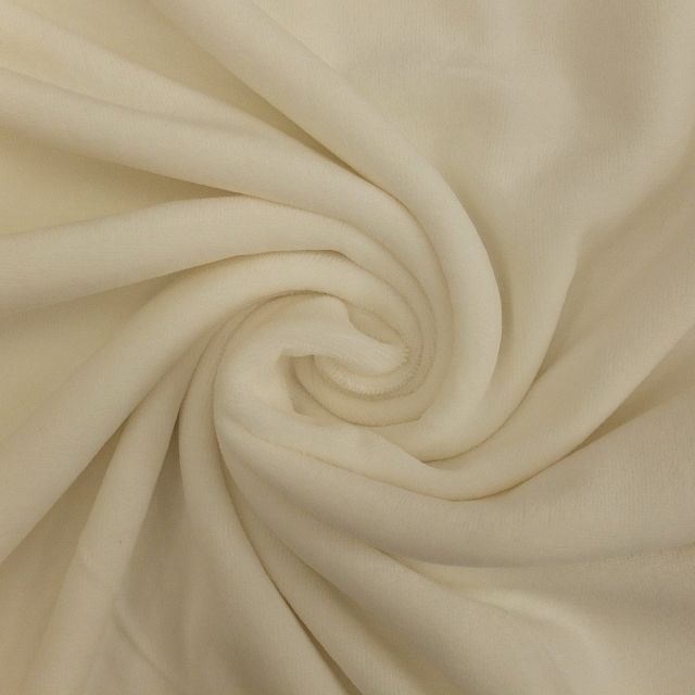 Tissu Jersey Velours tout doux Blanc cassé x10cm