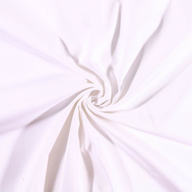 Tissu Coton Satiné extensible Blanc - Par 10 cm