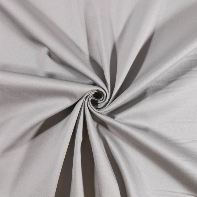 Tissu Coton Satiné extensible Gris doux - Par 10 cm